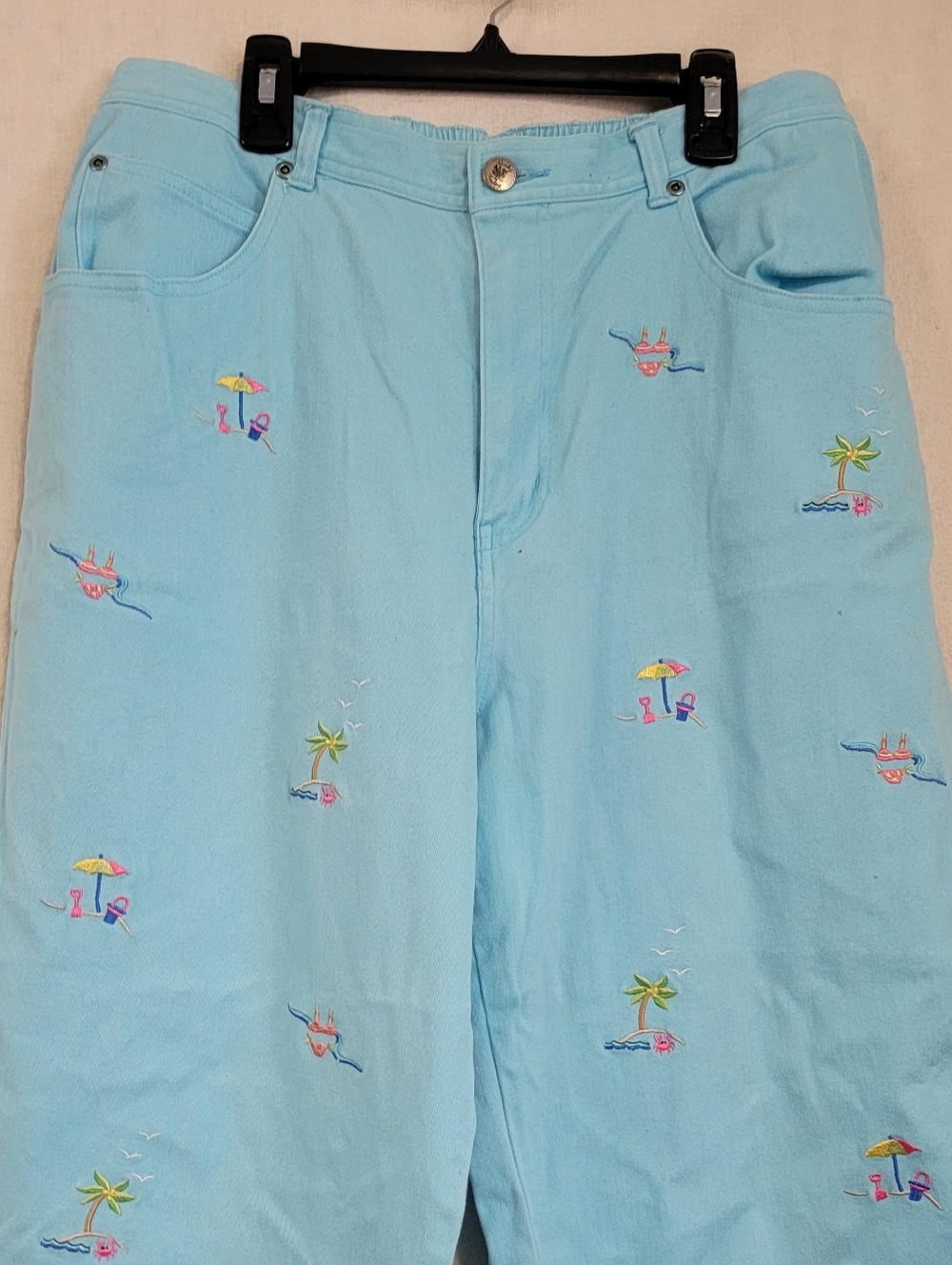 Quacker Factory Size Large Light Blue Casual Pull-On Capris - Picture 7 of 7